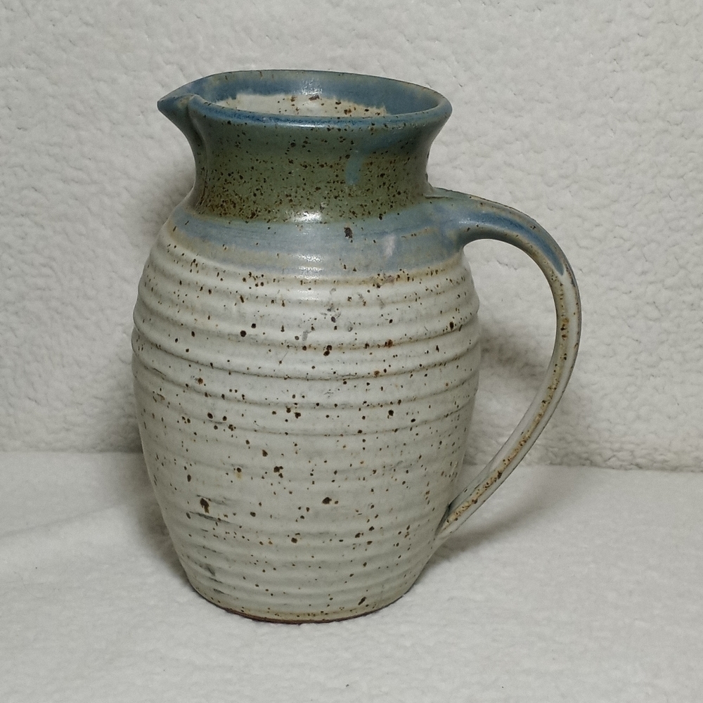 Artist Signed Studio Stoneware Mid Century Pitcher Jug
